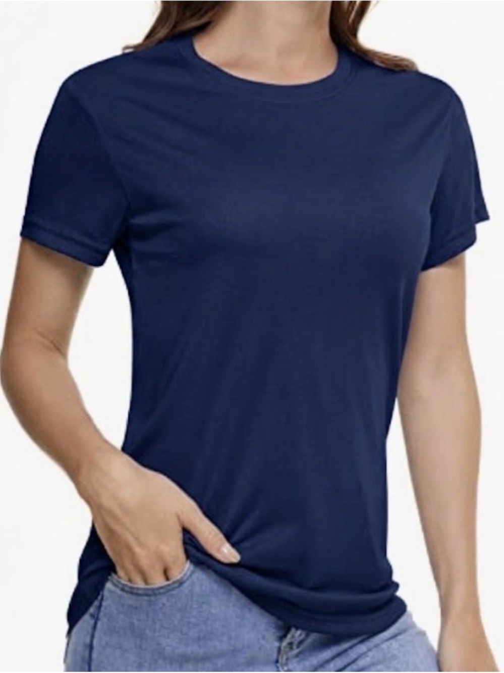 Women's UPF 50+ Sun Protection Athletic Shirt Navy Blue Large